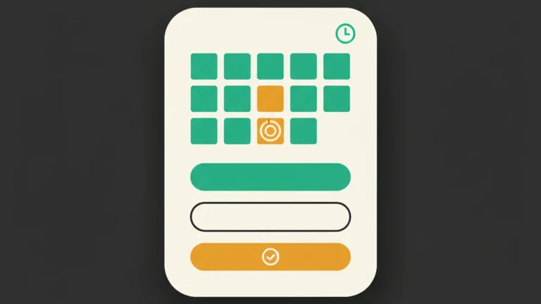 Booking card with a month-grid calendar of available days and a stack of time-slot pills, one selected.