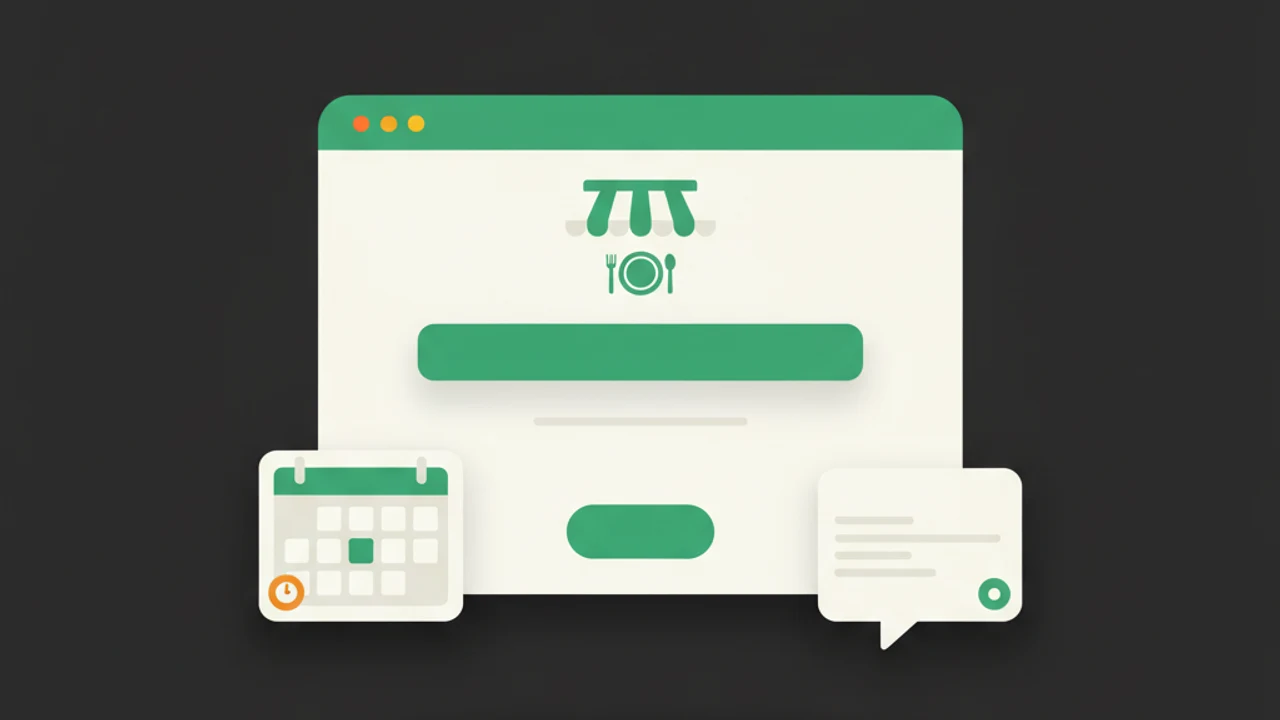 A restaurant website with a reservations calendar and a chat bubble.